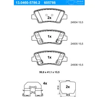 ATE Bremsbelagsatz, HYUNDAI,KIA,SSANGYONG 13.0460-5786.2 583022KA10,583022TA70,58302D3A00 48413341A0,583022EA31,583023KA35