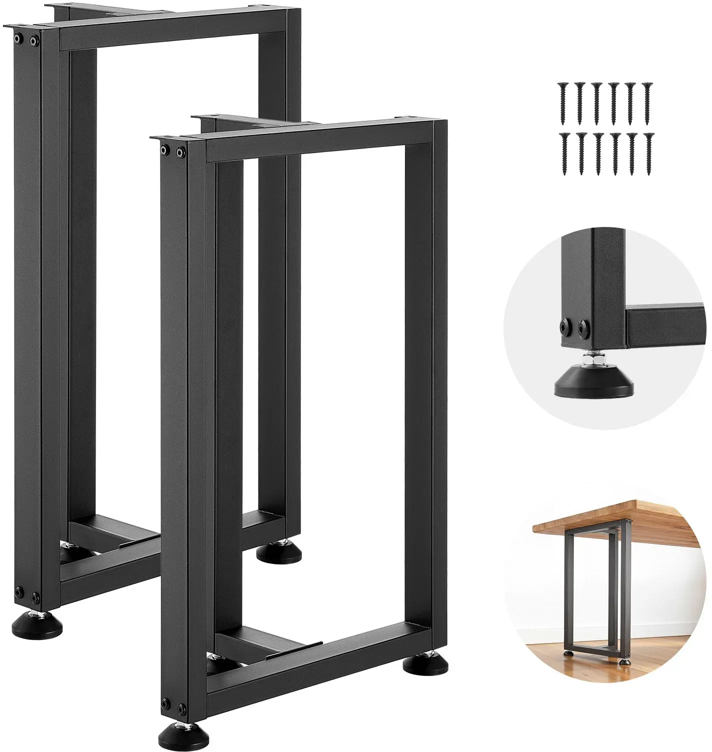 VEVOR Tischkufen 2er-Set 450x220x740 mm, T-förmige Tischuntergestell 1000 kg, Tischbeine Kohlenstoffstahl, Möbelfüße, Tischgestell, Tischfüße für Schreibtische, Couchtische, Esstische, Schwarz