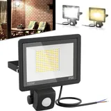 LARS360 LED Aussenlampe mit Bewegungsmelder,100W Led Strahler Außen mit 35cm Stromkabel,IP66 Wasserdicht Außenstrahler aus Aluminium,Fluter Licht für Garten,Terrasse (Ohne Stecker, Kaltweiß)