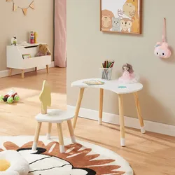 Kinderschreibtisch mit Stuhl Lallega Mond- und Stern-Design Weiß