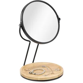 Navaris Kosmetikspiegel Schminkspiegel mit Schmuckablage - Spiegel doppelseitig mit Vergrößerung - 360° Standspiegel für Kosmetik Schminke Make Up