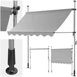 3m Balkonmarkise Ohne Bohren Markise Terrasse Klemmmarkise mit Handkurbel, UV-beständig Höhenverstellbar Wasserdicht, Sonnenschutz für Garten Veranda, Einfache Montage, Hellgrau