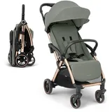 KIKKABOO Kinderwagen, Buggy Eden 22 kg, automatisches Falten, Neigungsposition, Ultraleicht, Kompakt, Armee-Grün