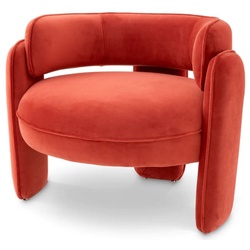 Casa Padrino Luxus Samt Sessel Orange 80 x 71 x H. 68,5 cm - Wohnzimmer Sessel - Hotel Sessel - Wohnzimmer Möbel - Luxus Möbel - Wohnzimmer Einrichtung - Luxus Einrichtung - Möbel Luxus