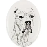Argentinische Dogge, Dogo Argentino - Gedenktafel mit einem Foto eines Hundes, Grabplatte mit Druck, personalisierte ovale Platte der Marke Art-Dog