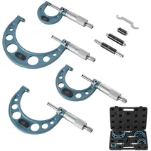 Vevor Bügelmessschraube 4-tlg. Set, Mikrometer mit einer Messgenauigkeit von 0,0001/0,0002 Zoll, Messschraube für Metallbearbeitung & Maschinenbau mit Koffer, 0-1/1-2/2-3/3-4 Zoll