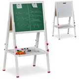 Relaxdays Kinderstandtafel mit Whiteboard Weiß,Dunkelgrün