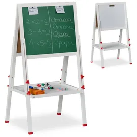 Relaxdays Kinderstandtafel mit Whiteboard Weiß,Dunkelgrün
