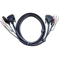 ATEN KVM Anschlusskabel [2x Klinkenstecker 3.5 mm, DVI-Stecker 24+1pol., USB 2.0 Stecker A - 2x Klin
