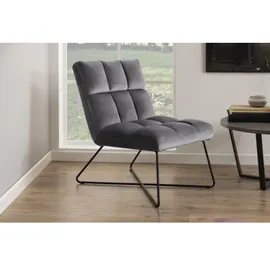 VCM Cocktailsessel Alba Samt 62 x 90 x 86 cm Grau