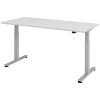 Bümö Schreibtisch grau 180x80 cm, Gestell: Silber, - Büroschreibtisch