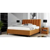 Schlafzimmer Set Orange Bett Elegantes 2x Nachttische Komplett Set Luxus 3tlg.