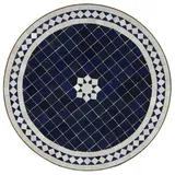 Casa Moro Gartentisch Marokkanischer Mosaiktisch Gartentisch mit Gestell Höhe 73 cm (60cm rund blau weiß glasiert, Kunsthandwerk aus Marrakesch Dekorativer Beistelltisch Balkontisch), Handmade, MT2059 blau