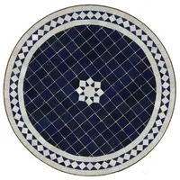 Casa Moro Gartentisch Casa Moro Marokkanischer Mosaiktisch Gartentisch M60-18 Ø 60cm rund blau weiß glasiert mit Gestell Höhe 73 cm Kunsthandwerk aus Marrakesch Dekorativer Beistelltisch Balkontisch, MT2059, Handmade blau|weiß