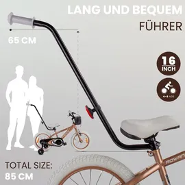 SUN BABY Kinderfahrrad Jungen Fahrrad Stützräder Schubstange ab 2-6 Jahre BMX Kinder (Cappuccino, 16 Zoll)