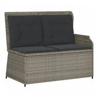 VidaXL Gartenbank Verstellbar mit Kissen Grau Poly Rattan