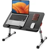 Betttisch höhenverstellbar, klappbar, Holz, Schwarz, Laptop 17 Zoll, tragbar