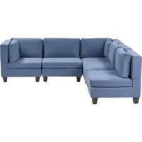 Beliani Ecksofa UNSTAD Blau Stoff Linksseitig