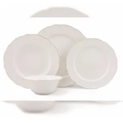 Heritage, Kütahya Porselen,(24 Stücke), Abendessen , Weiß,Gold, 100% Porzellan