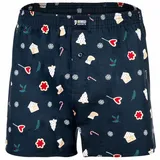 Happy Shorts Herren Web-Boxershorts - X-MAS, American Boxershorts, Weihnachtsprint Snowmen & Gingerbreadmen navy S