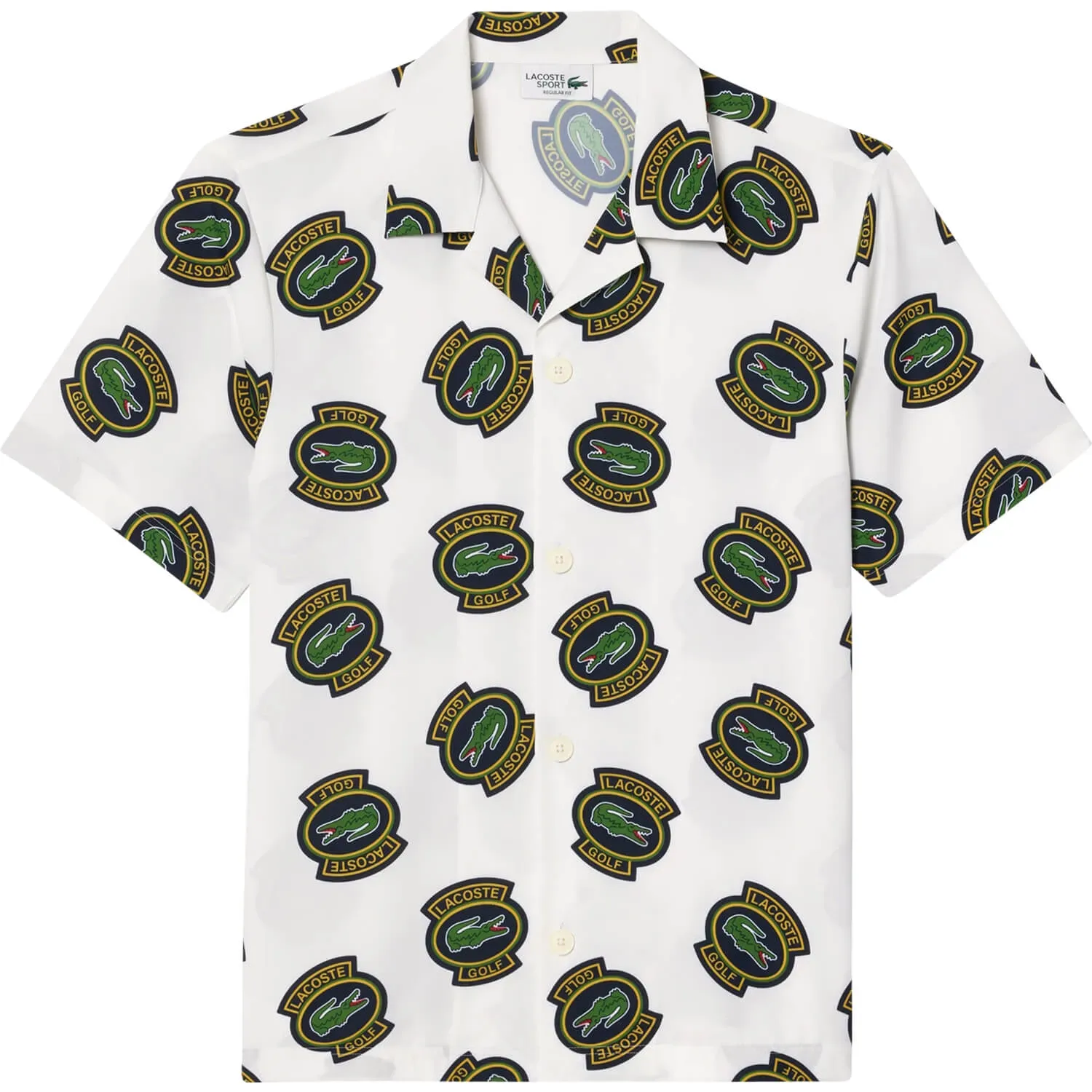 LACOSTE T-Shirt Woven, weiß/gelb/schwarz