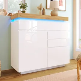 stilvora Sideboard 110 x 115 x 39 cm Weiß