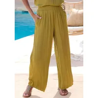 LASCANA Palazzohose mit weiten, plissierten Hosenbeinen mit Plisseefalten, leichte Satinqualität, luftige Sommerhose, elegant grün 34