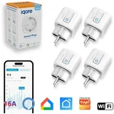 4er Set WLAN Funksteckdosen mit Strommessung 3840W, kompatibel mit Google, Alexa, Tuya, App Steuerung, Smart Plug, WiFI Steckdose