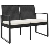 furnicato Gartenbank 2-Sitzer mit Kissen Schwarz PP-Rattan (1-St) schwarz