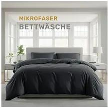 LAVEA Lavea® Bettwäsche Set 135x200 (1X) + 80x80 (1X) Anthrazit aus Mikrofaser - Ultraweich, Atmungsaktiv Hypoallergen, ÖKO-TEX Bettwäsche Set mit Qualitätsreißverschluss