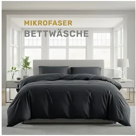 LAVEA Lavea® Bettwäsche Set 135x200 (1X) + 80x80 (1X) Anthrazit aus Mikrofaser - Ultraweich, Atmungsaktiv Hypoallergen, ÖKO-TEX Bettwäsche Set mit Qualitätsreißverschluss