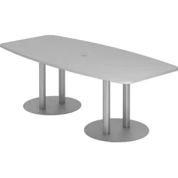 Hammerbacher Konferenztisch T-Serie 220x103/83cmcm Säulenfuß grau/silber