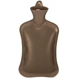 Relaxdays Wärmflasche, 2 Liter, ohne Bezug, Kinder & Erwachsene, Gummi, Warmwassertasche mit Schraubverschluss, braun