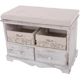 MCW Sitzbank 2 Körbe Shabby-Look Weiß 62 x 42 x 33 cm
