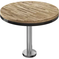 MML | Bistro Massiv Tisch | Rund | Ø 70 x 77 cm | Eiche / Edelstahl