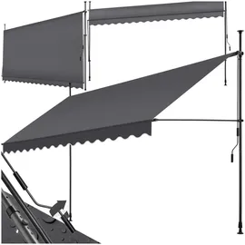 Tectake tectake® Klemmmarkise, mit Handkurbel, höhenverstellbar 211 - 304 cm, einfache Montage