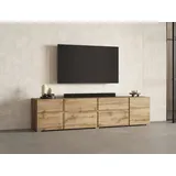 INOSIGN Lowboard Metric,Breite 195cm, grifflose Lowboard 2Klappen/2Schubkästen/2Tür, TV-Schrank mit viel Stauraum, TV-Board beige