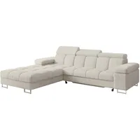 altdecor Ecksofa Cord mit Schlaffunktion 2-Sitzer Creme