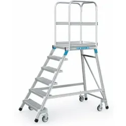 ZARGES Podesttreppe einseitig 6 Stufen/Gitter