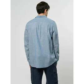 MCS Langarmhemd "MCS shirt MCDean", M, Normalgrößen, captains blau, Obermaterial: 55% Leinen, 45% Baumwolle, Hemden