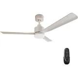 EMKE Deckenventilator mit Beleuchtung und Fernbedienung Leise, Lampe und Deckenventilator LED Outdoor Deckenventilatoren Weiß, 3 Farbtemperatur Lampe mit Ventilator Celling Fan 132 cm