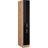 KOCHSTATION Apothekerschrank »KS-Tinnum«, 30 cm breit, 200 cm hoch, Metallgriffe, MDF Fronten, Auszüge, schwarz