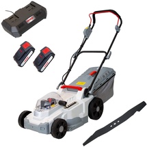 Ikra mogatec IKRA Akku Rasenmäher Mulchmäher ICM 2/2037 inkl. 2X Akku, Doppel-Schnellladegerät & Ersatzmesser