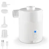 ZAPLIT Elektrische Luftpumpe Tragbar – 5000 Pa, 450 L/Min, Akku-Pumpe mit 4 Düsen, für Luftmatratze, Schlauchboot, Camping, Schwimmring, Vakuumbeutel