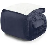 Blumtal Kuscheldecke, dunkelblau Textil, Rechteckig, 240x220 cm, Oeko-TEX®-Zertifiziert, Sherpa-Fleece-Decke, hochwertig, weich, warm, flauschig,