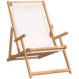 Maison Exclusive - Strandstuhl Klappbar Massivholz Teak Creme