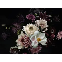 Fototapete PAPERMOON "BLUMEN ABSTRAKT-MUSTER DESIGN ROSEN BLUMEN DECOR RETRO", bunt, B:5,00m L:2,80m, Vlies, Tapeten