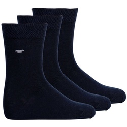 TOM TAILOR Unisex Kinder Socken, 3er Pack - Strümpfe, Baumwolle, Logo, einfarbig Blau 23-26