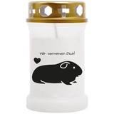 HS Candle Grabkerze Gedenkkerze "Haustier" (40 bis 170 Stunden Brenndauer), mit Motiv - Weiß