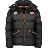 Geographical Norway Winterjacke Herren Steppjacke mit abnehmbarer Kapuze, mit Stehkragen in Unifarbe, grau - Schwarz -